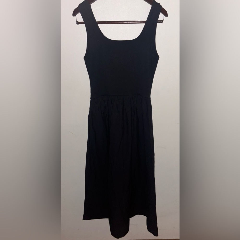 NWT J.Crew Drop-waist mixy dress Black Small Midi Preppy Casual Cotton Neutral - Picture 7 of 12